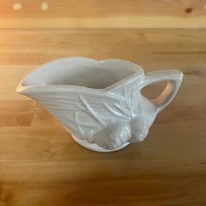 Vintage Cream Ceramic Creamer Pitcher Leaf Design‎ Farmhouse Kitchenware